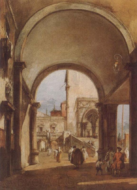 Francesco Guardi An Architectural Caprice Norge oil painting art